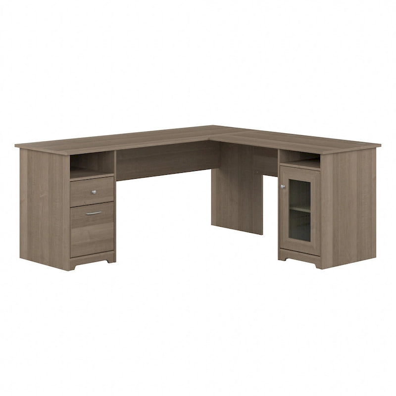 72-Inch L-Shaped Computer Desk with Drawers and Storage Cabinet