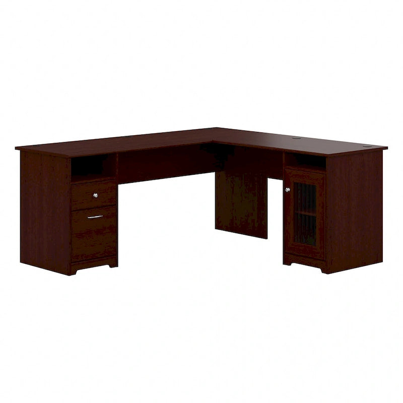 72-Inch L-Shaped Computer Desk with Drawers and Storage Cabinet