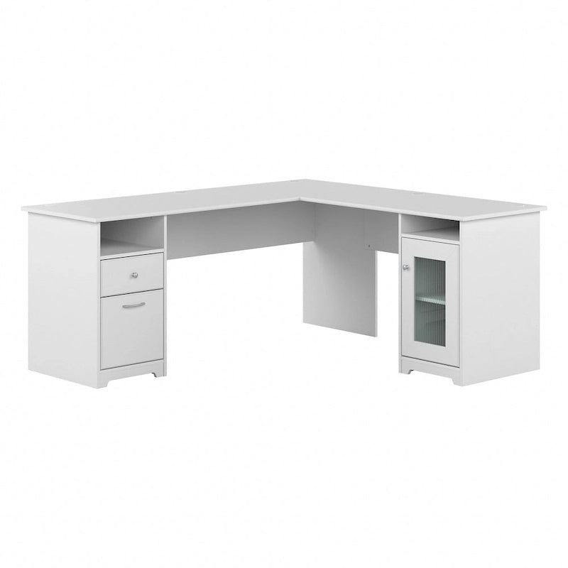 72-Inch L-Shaped Computer Desk with Drawers and Storage Cabinet
