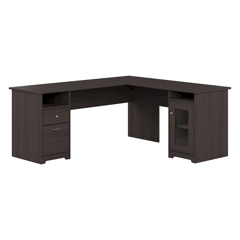 72-Inch L-Shaped Computer Desk with Drawers and Storage Cabinet