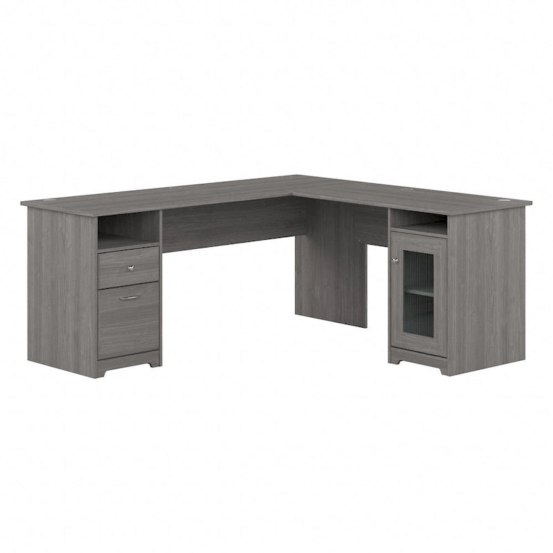 72-Inch L-Shaped Computer Desk with Drawers and Storage Cabinet