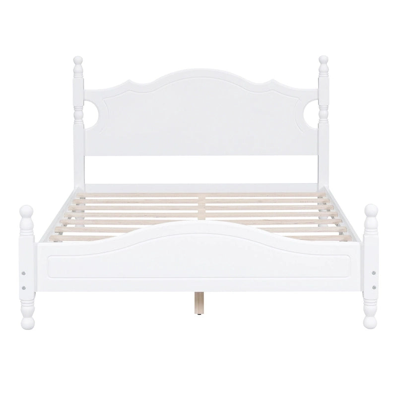 Full Wood Platform Bed with Headboard and Plywood Slats