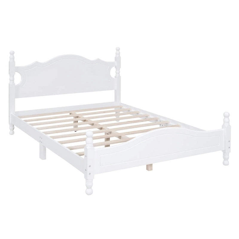 Full Wood Platform Bed with Headboard and Plywood Slats