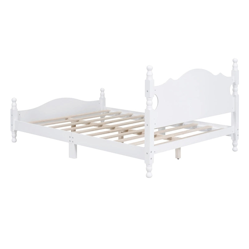Full Wood Platform Bed with Headboard and Plywood Slats