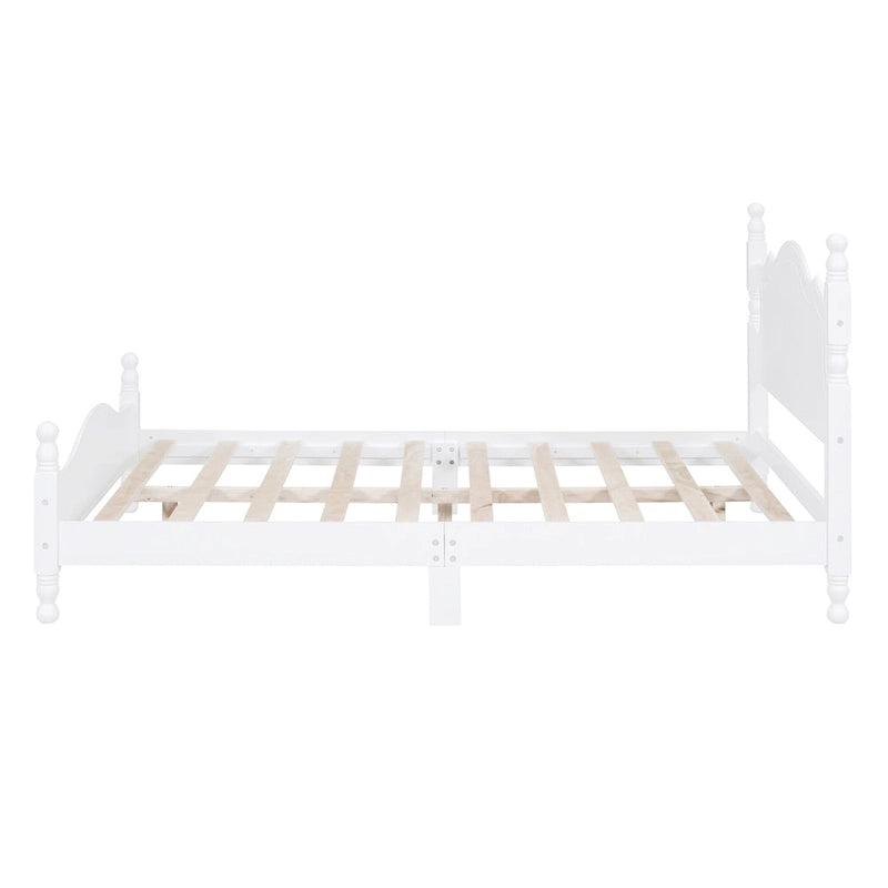 Full Wood Platform Bed with Headboard and Plywood Slats