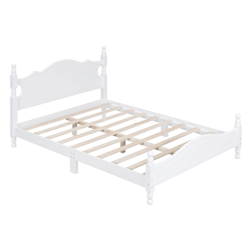 Full Wood Platform Bed with Headboard and Plywood Slats