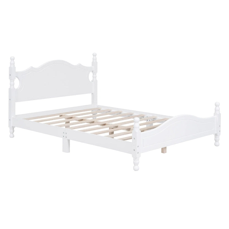 Full Wood Platform Bed with Headboard and Plywood Slats