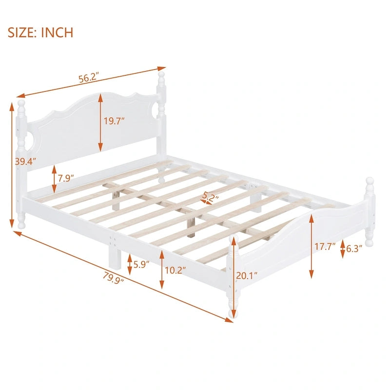 Full Wood Platform Bed with Headboard and Plywood Slats