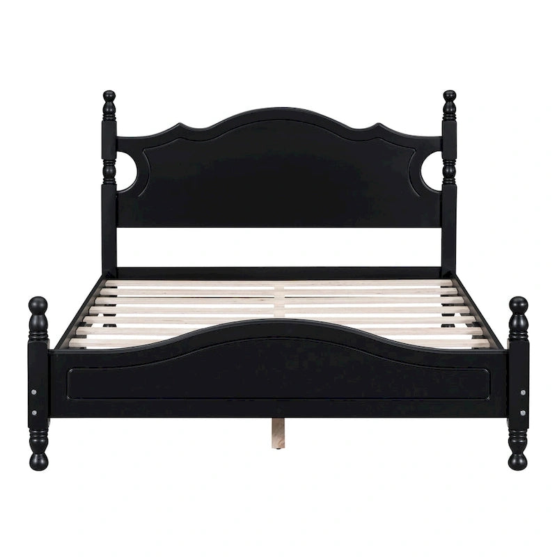 Full Wood Platform Bed with Headboard and Plywood Slats