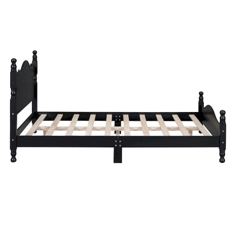 Full Wood Platform Bed with Headboard and Plywood Slats