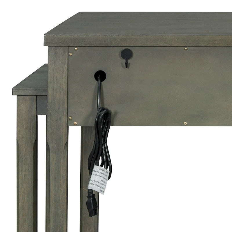 Extendable Kitchen Island with Three Drawers and USB Ports