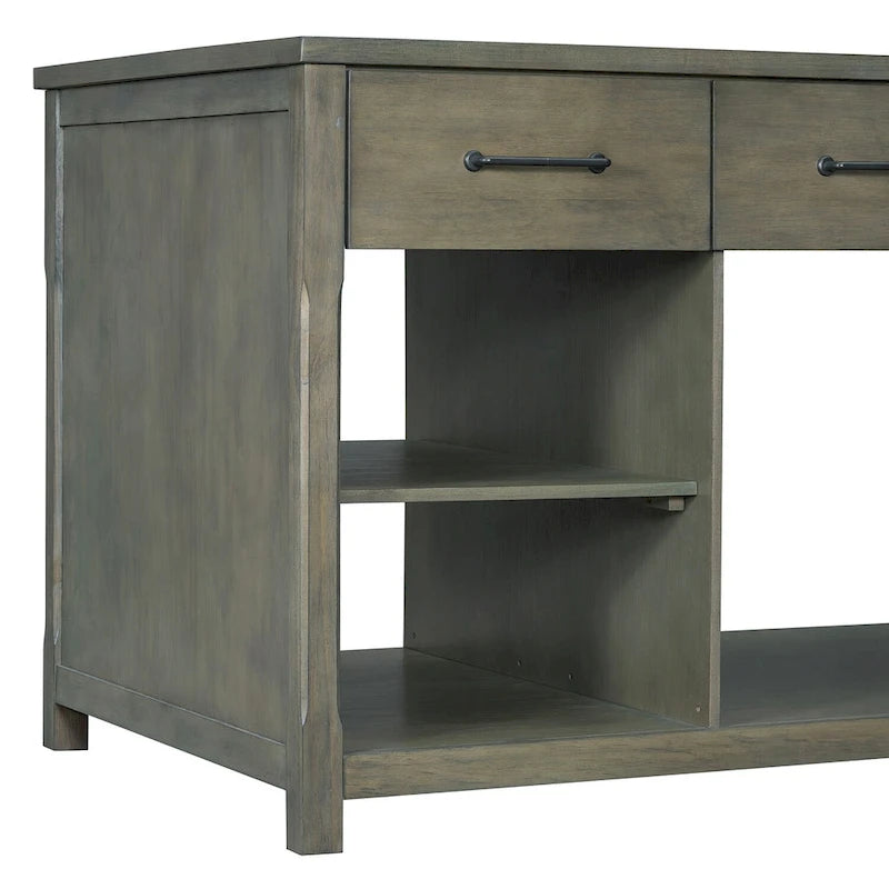 Extendable Kitchen Island with Three Drawers and USB Ports
