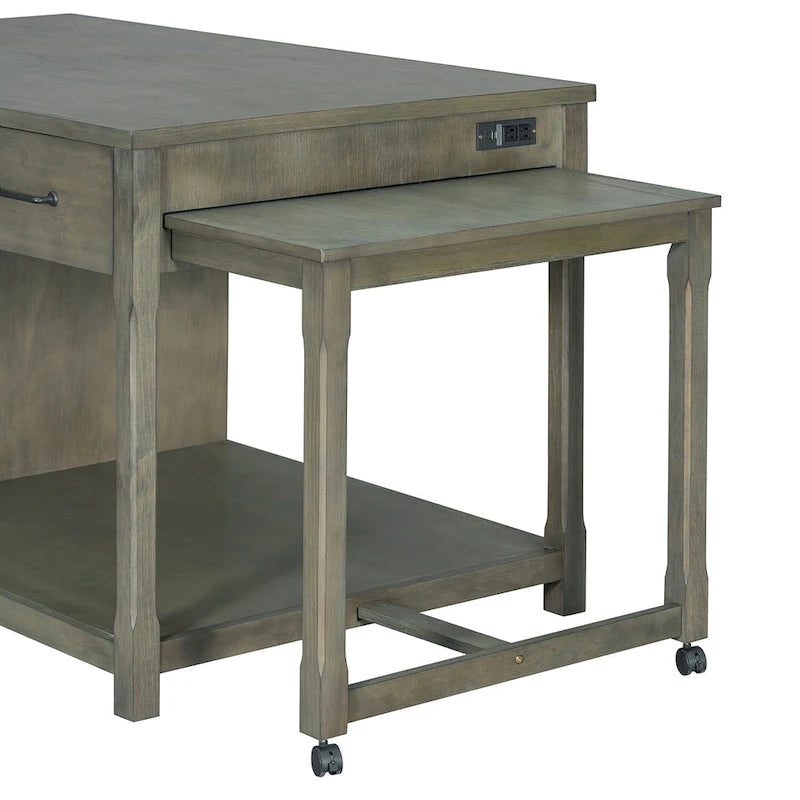 Extendable Kitchen Island with Three Drawers and USB Ports