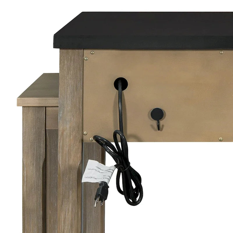 Extendable Kitchen Island with Three Drawers and USB Ports