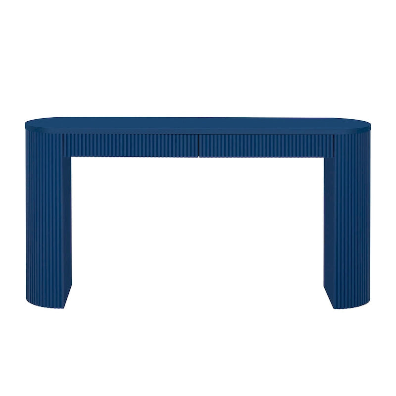Two-Drawer Console Table with Curved Legs and Pine Veneer