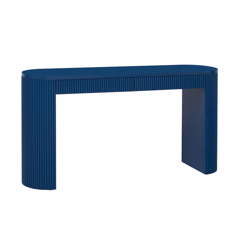 Two-Drawer Console Table with Curved Legs and Pine Veneer