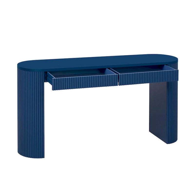 Two-Drawer Console Table with Curved Legs and Pine Veneer