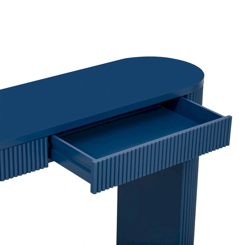 Two-Drawer Console Table with Curved Legs and Pine Veneer
