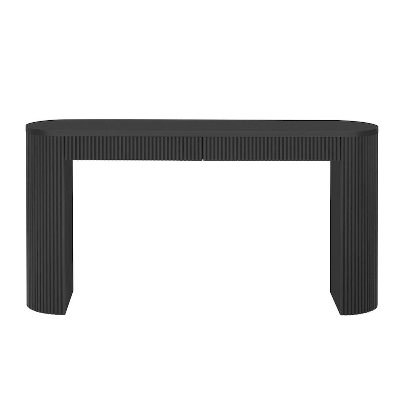 Two-Drawer Console Table with Curved Legs and Pine Veneer