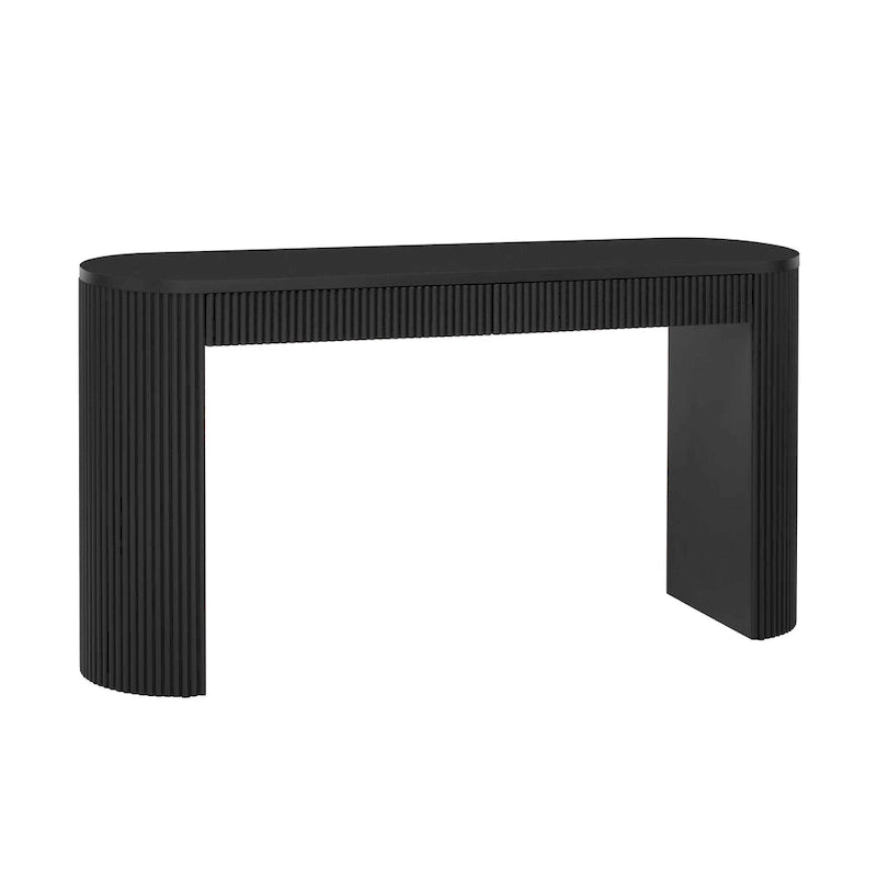 Two-Drawer Console Table with Curved Legs and Pine Veneer