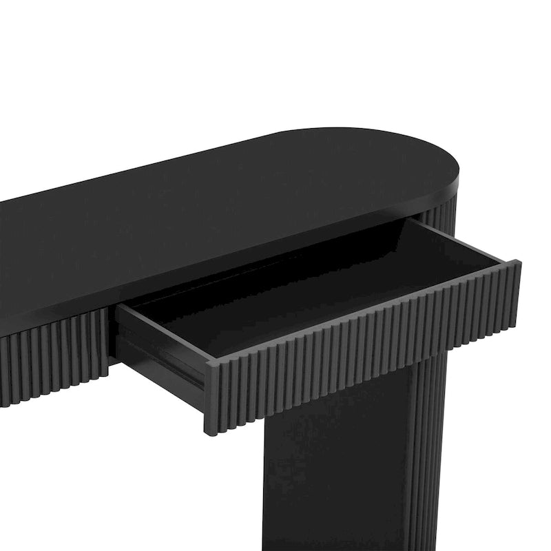 Two-Drawer Console Table with Curved Legs and Pine Veneer