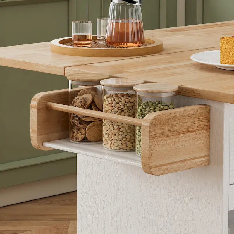 44-Inch Rolling Kitchen Island Cart with Wine Rack and Storage