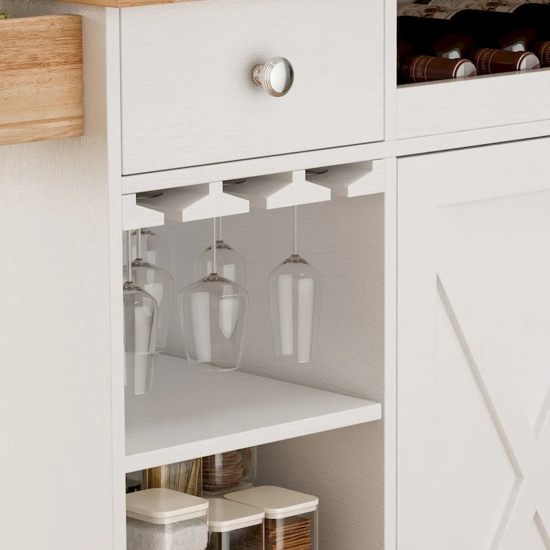 44-Inch Rolling Kitchen Island Cart with Wine Rack and Storage