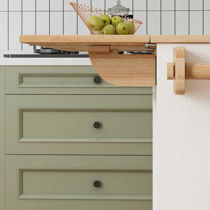 44-Inch Rolling Kitchen Island Cart with Wine Rack and Storage