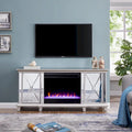 Mirrored TV Stand with Color-Changing Electric Fireplace for TVs up to 62 Inches