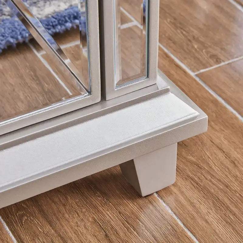 Mirrored TV Stand with Color-Changing Electric Fireplace for TVs up to 62 Inches