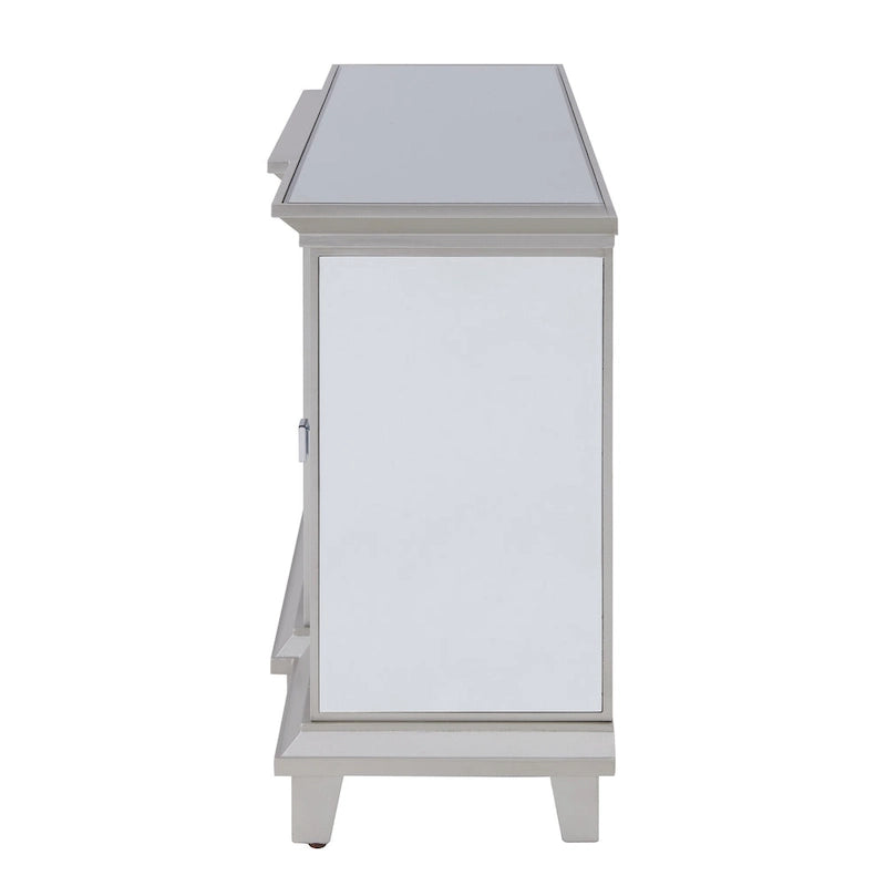 Mirrored TV Stand with Color-Changing Electric Fireplace for TVs up to 62 Inches
