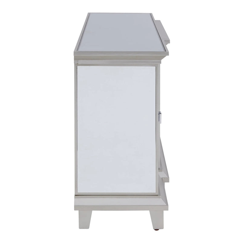 Mirrored TV Stand with Color-Changing Electric Fireplace for TVs up to 62 Inches