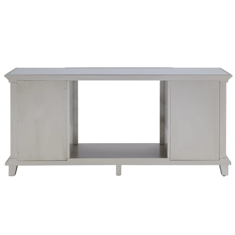 Mirrored TV Stand with Color-Changing Electric Fireplace for TVs up to 62 Inches