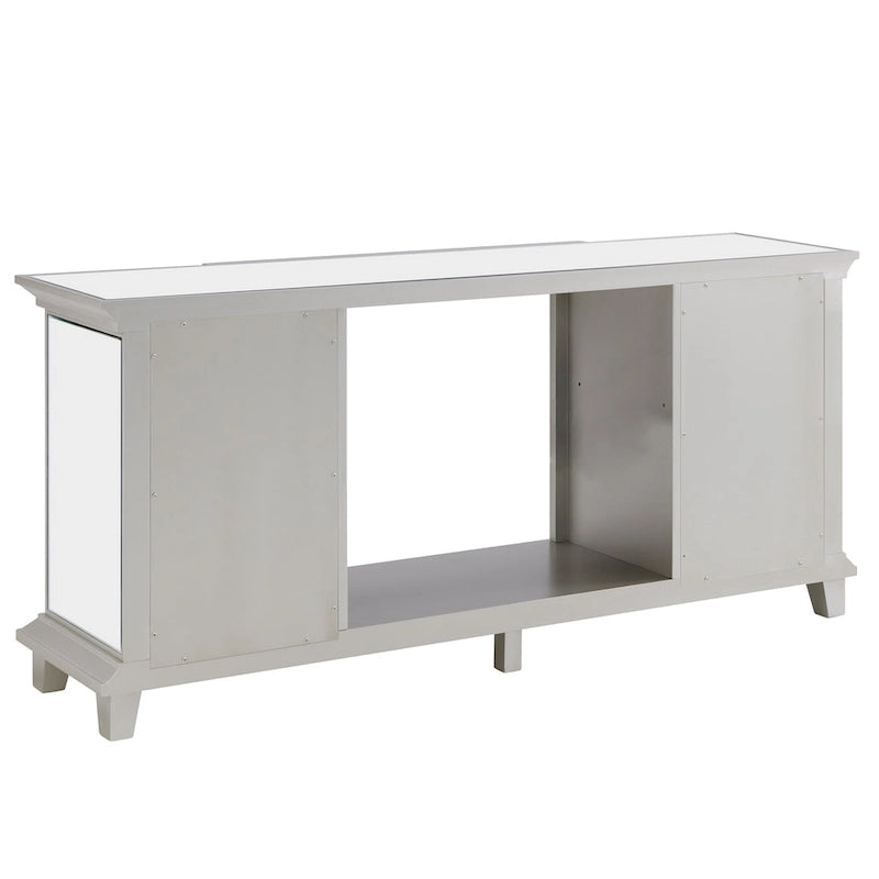 Mirrored TV Stand with Color-Changing Electric Fireplace for TVs up to 62 Inches