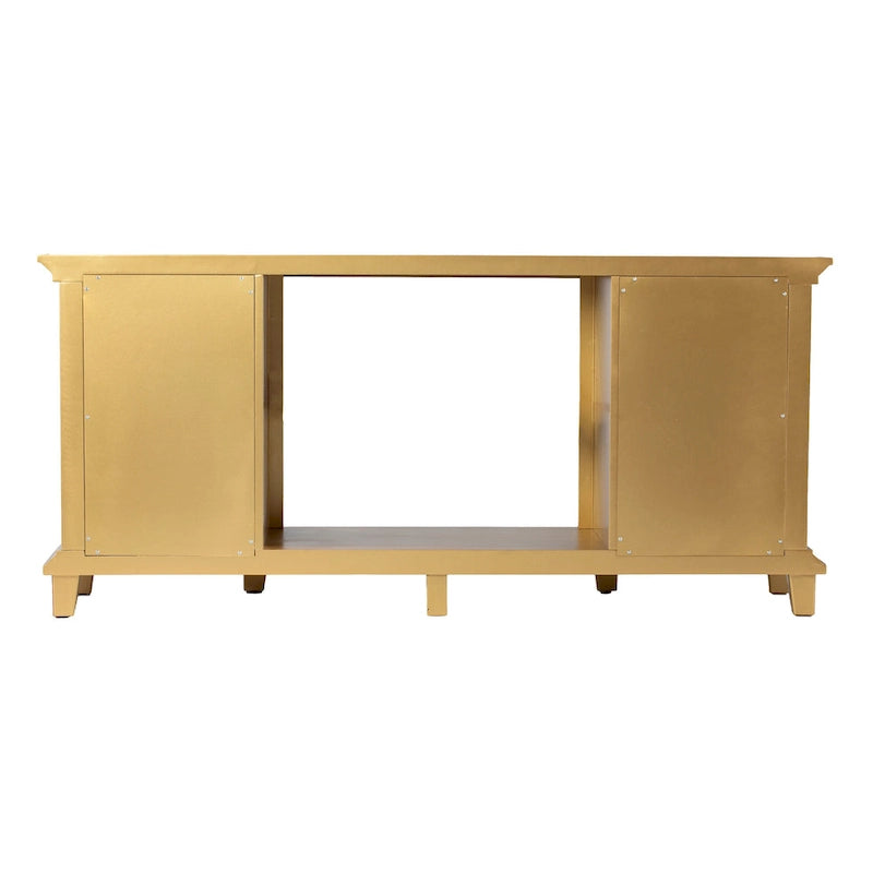 Mirrored TV Stand with Color-Changing Electric Fireplace for TVs up to 62 Inches