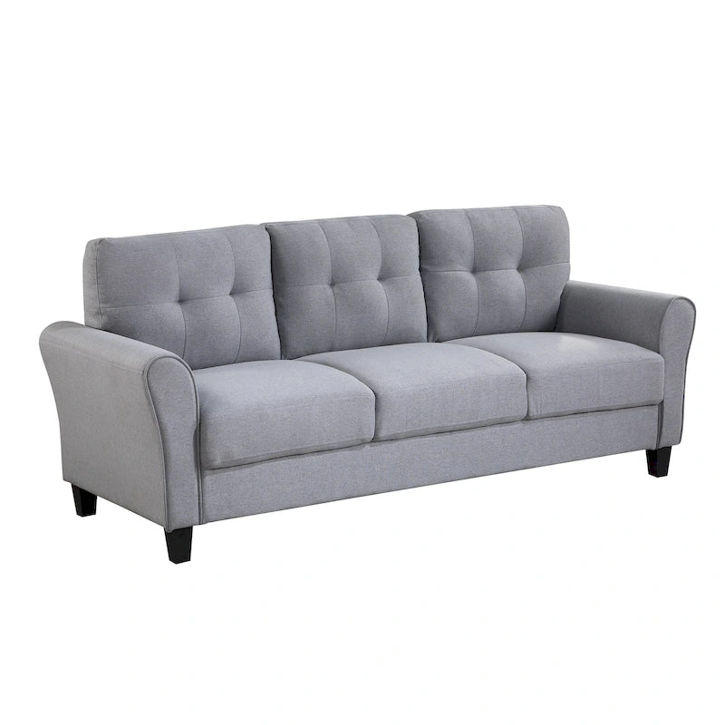 Gray Linen Upholstered Sofa with Foam Cushions