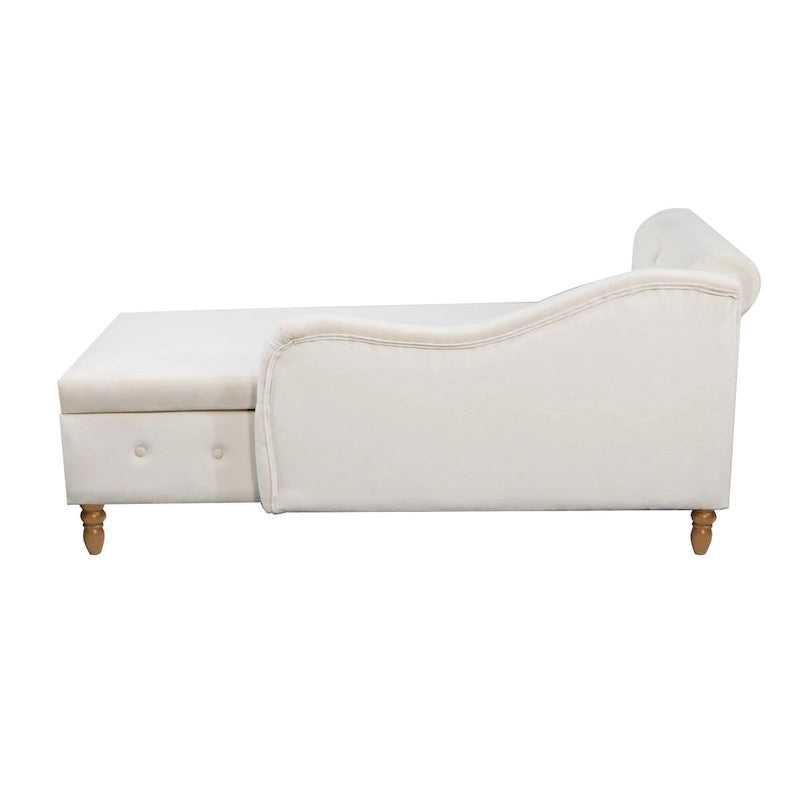 Chaise longue de veludo com arrumação oculta e almofada