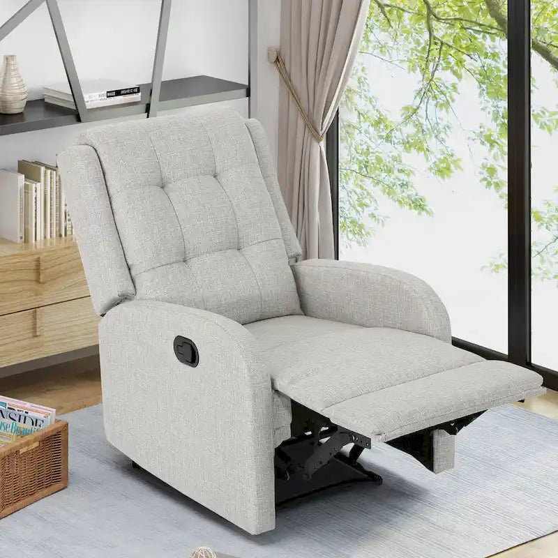 Compact Upholstered Recliner with Tufted Backrest