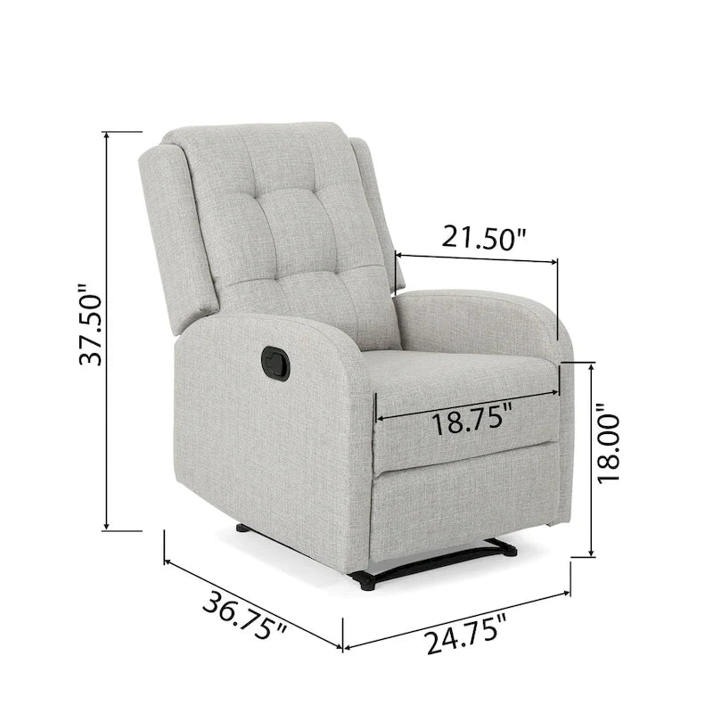 Compact Upholstered Recliner with Tufted Backrest