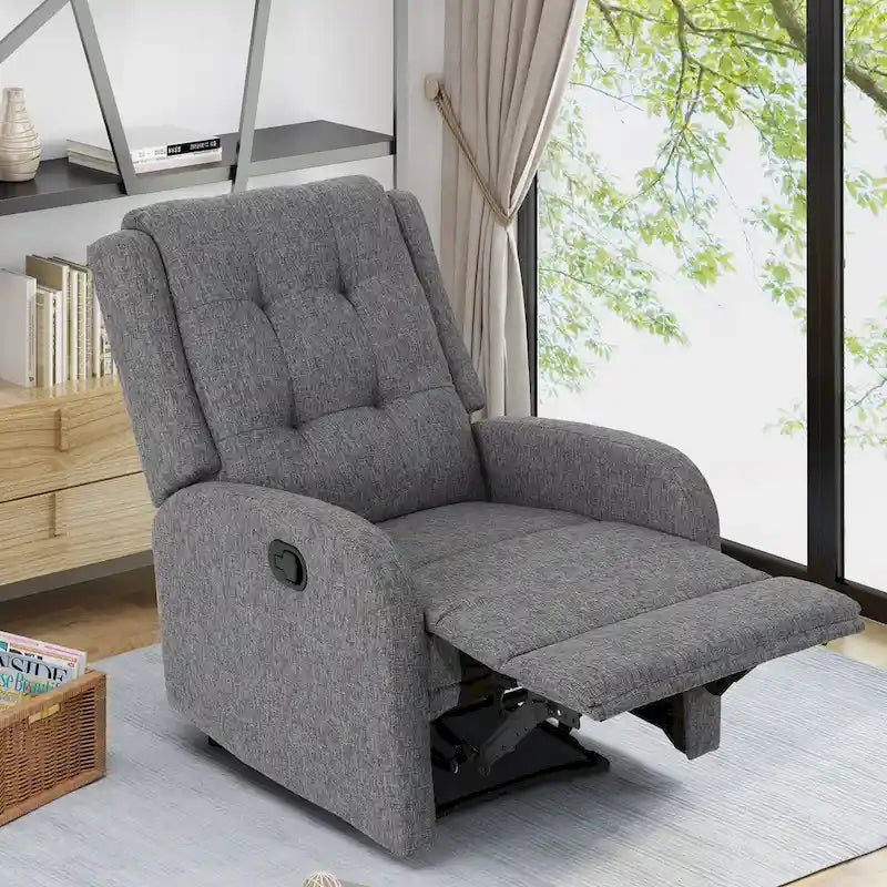 Compact Upholstered Recliner with Tufted Backrest