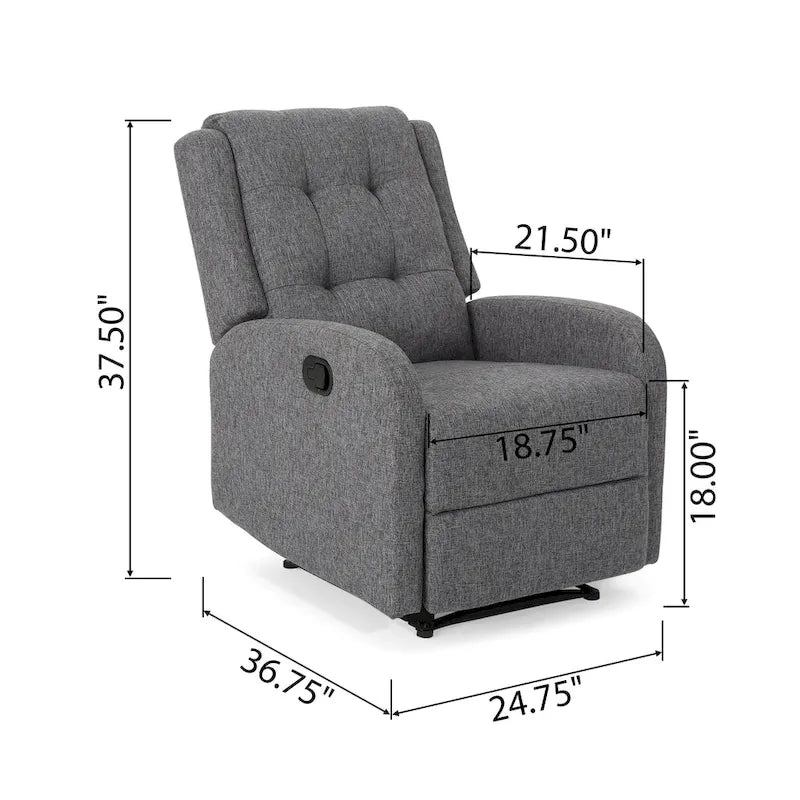 Compact Upholstered Recliner with Tufted Backrest