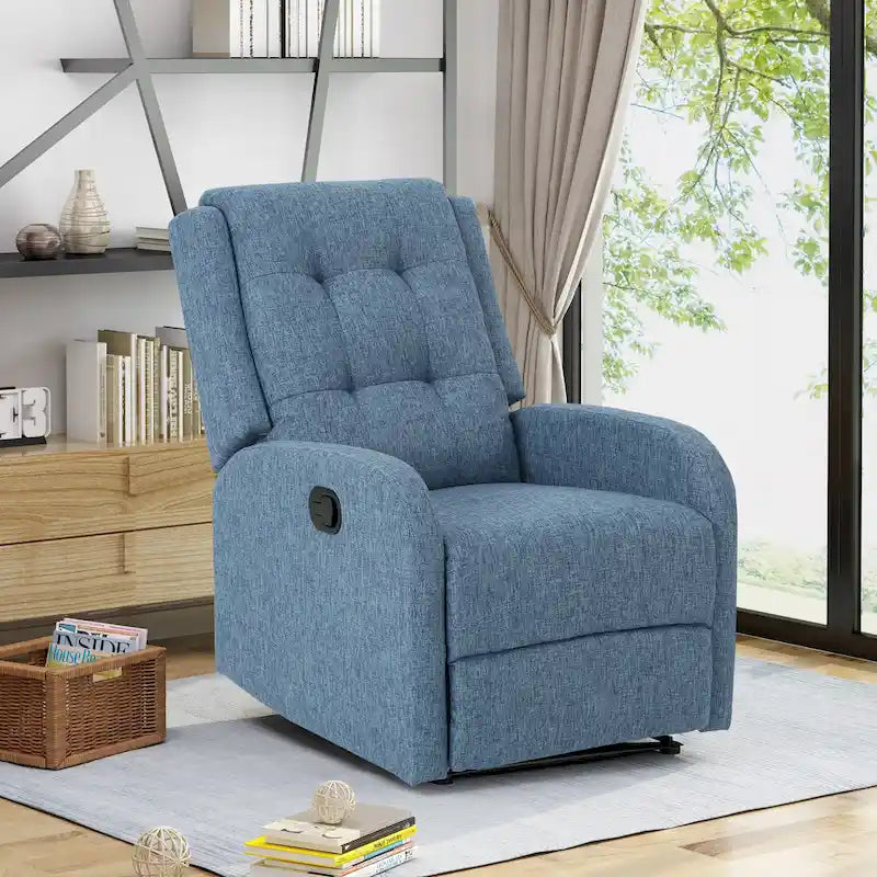 Compact Upholstered Recliner with Tufted Backrest