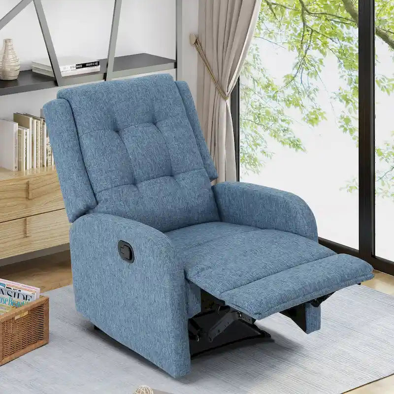 Compact Upholstered Recliner with Tufted Backrest