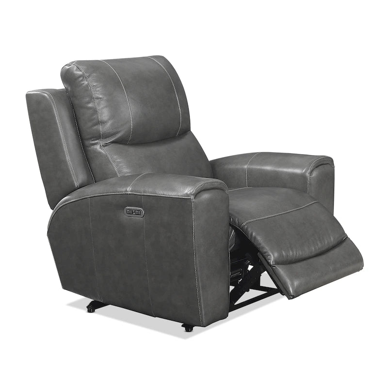 Top Grain Leather Power Reclining Chair with Adjustable Headrest