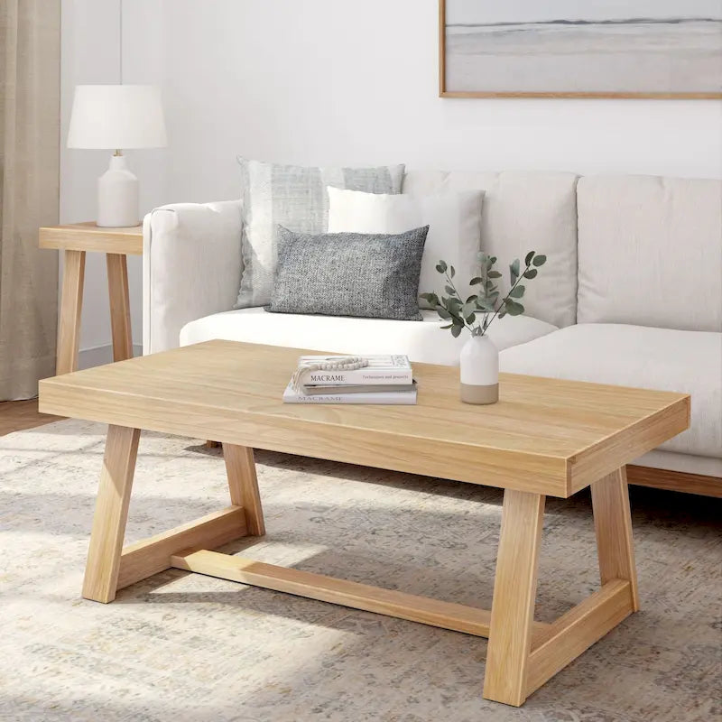 48-Inch Solid Pine Rectangular Trestle Coffee Table