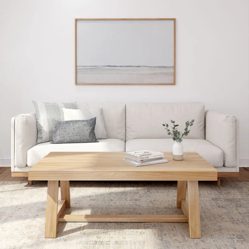 48-Inch Solid Pine Rectangular Trestle Coffee Table