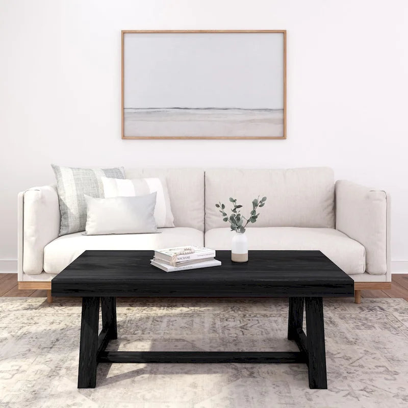 48-Inch Solid Pine Rectangular Trestle Coffee Table