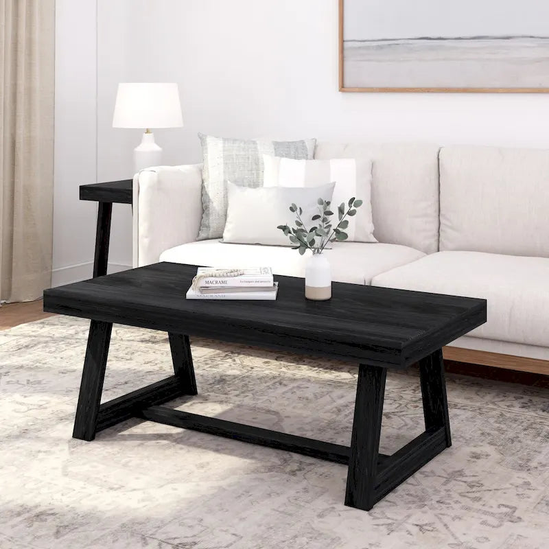 48-Inch Solid Pine Rectangular Trestle Coffee Table