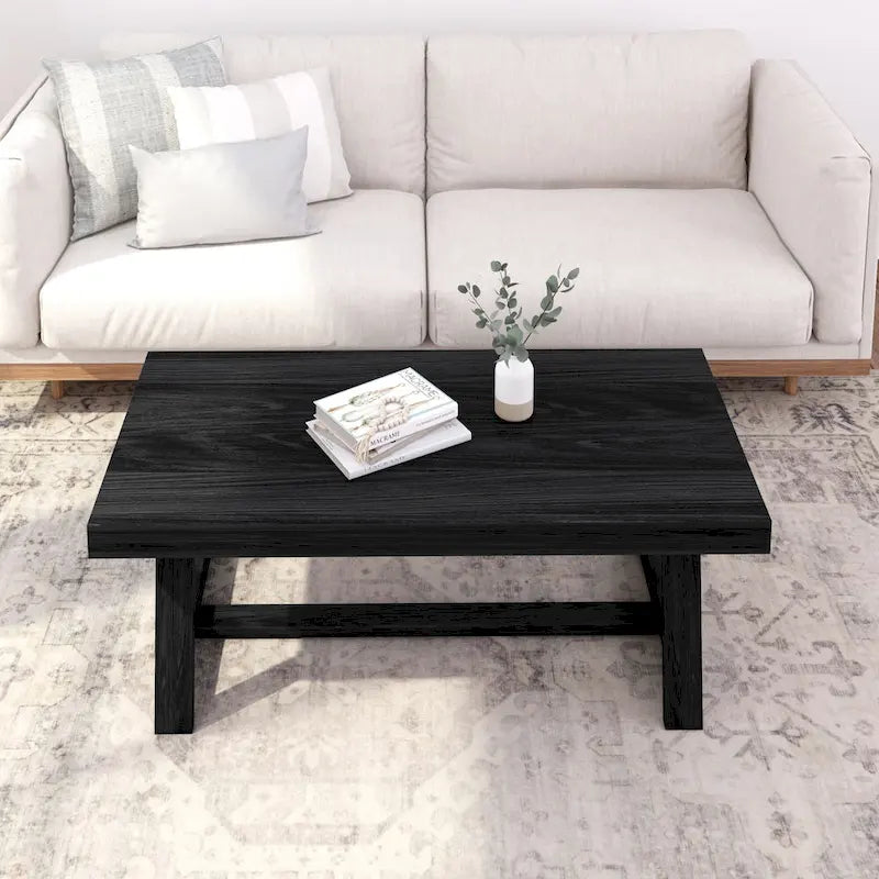 48-Inch Solid Pine Rectangular Trestle Coffee Table