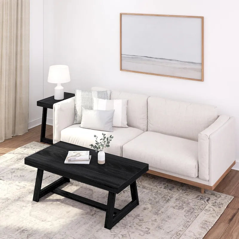 48-Inch Solid Pine Rectangular Trestle Coffee Table